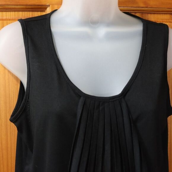 Talbots Black Ruffle Tank Top Medium NWT Pleated Yoke Summer Layering Top - Picture 3 of 10